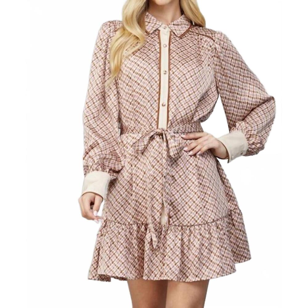 NEW FATE BY LFD geometry baby dress in taupe